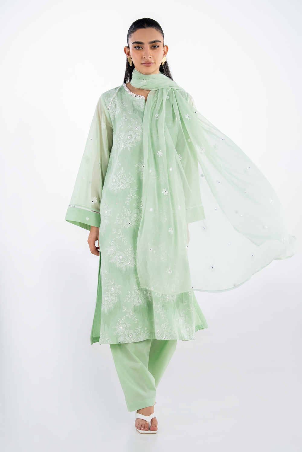 UAE- 3PC Swiss Voile Embroidered Suit