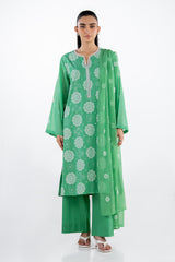 UAE-3PC Swiss Voile Embroidered Suit IUSTKSD-2326