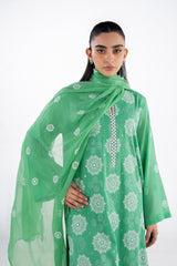 UAE-3PC Swiss Voile Embroidered Suit IUSTKSD-2326