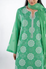 UAE-3PC Swiss Voile Embroidered Suit IUSTKSD-2326