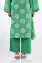 UAE-3PC Swiss Voile Embroidered Suit IUSTKSD-2326