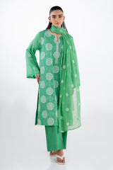 UAE-3PC Swiss Voile Embroidered Suit IUSTKSD-2326