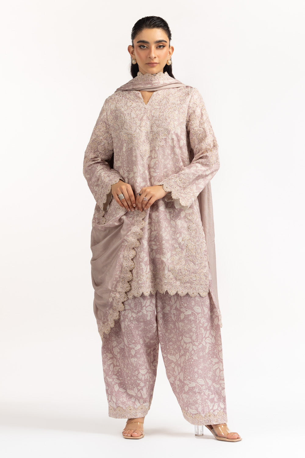 UAE-3PC Tennis Net Printed Suit With Embroidered IPSTD-44866