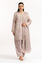 UAE-3PC Tennis Net Printed Suit With Embroidered IPSTD-44866