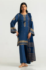 UAE-3PC Viscose Raw silk Embroidered Suit
