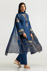 UAE-3PC Viscose Raw silk Embroidered Suit