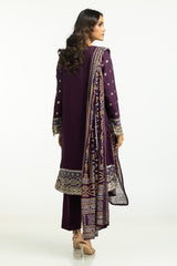 UAE-3PC Chiffon Embroidered Suit IUSTKSD-654