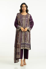 UAE-3PC Chiffon Embroidered Suit IUSTKSD-654