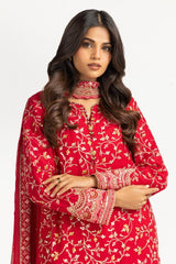 UAE-3PC Chiffon Embroidered Suit IUSTKSD-765