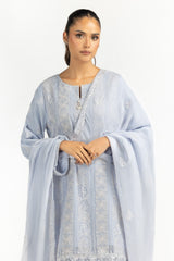 UAE-3PC Dyed Chiffon Embroidered Suit IUSTKSD-763