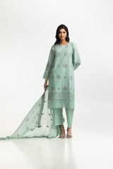 UAE-3PC Lawn Embroidered Suit IUSTKSD-574