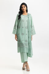 UAE-3PC Lawn Embroidered Suit IUSTKSD-574