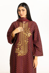 UAE-3PC Jacquard Embroidered Suit IUSTKSD-910