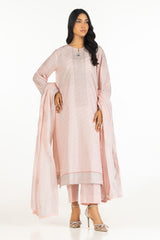UAE-3PC Lacquer Printed Lawn Suit With Embroidered  IUSTKSD-590