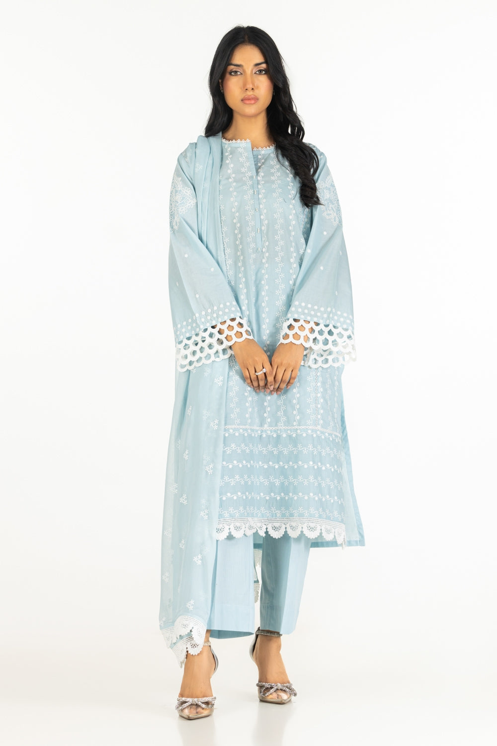 UAE-3PC Lawn Embroidered Suit IUSTKSD-602