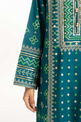 UAE-3PC Lawn Gold And Lacquer Printed Suit With Embroidered IUSTKSD-749