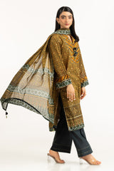 UAE-3PC Lawn Gold Printed Suit IUSTKSD-1069