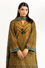 UAE-3PC Lawn Gold Printed Suit IUSTKSD-1069