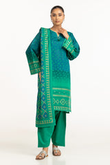 UAE-3PC Lawn Gold Printed Suit IUSTKSD-555