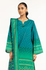 UAE-3PC Lawn Gold Printed Suit IUSTKSD-555