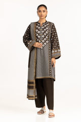 UAE-3PC Lawn Gold Printed Suit IUSTKSD-598
