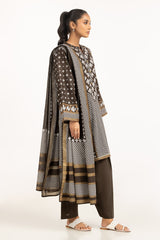 UAE-3PC Lawn Gold Printed Suit IUSTKSD-598