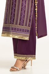 UAE-3PC Lawn Gold Printed Suit With Embroidered IUSTKSD-724