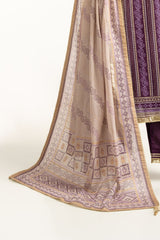 UAE-3PC Lawn Gold Printed Suit With Embroidered IUSTKSD-724