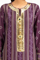 UAE-3PC Lawn Gold Printed Suit With Embroidered IUSTKSD-724