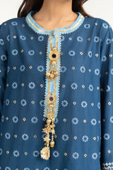 UAE-3PC Lawn Gold Printed Suit With Embroidered  IUSTKSD-725