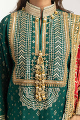 UAE-3PC Lawn Gold Printed Suit With Embroidered  IUSTKSD-731