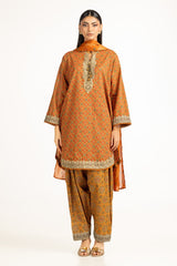 UAE-3Pc Lawn Gold Printed With Embroidered Suit IUSTKSD-1059