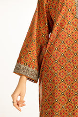 UAE-3Pc Lawn Gold Printed With Embroidered Suit IUSTKSD-1059