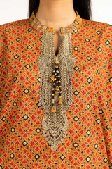 UAE-3Pc Lawn Gold Printed With Embroidered Suit IUSTKSD-1059