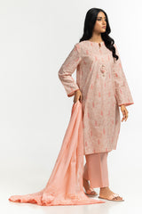 UAE-3PC Lawn Lacquer Printed Suit With Embroidered IUSTKSD-537