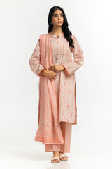 UAE-3PC Lawn Lacquer Printed Suit With Embroidered IUSTKSD-537