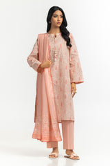 UAE-3PC Lawn Lacquer Printed Suit With Embroidered IUSTKSD-537