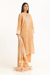 UAE-3PC Lawn Lacquer Printed Suit With Embroidered IUSTKSD-929