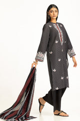 UAE-3PC Lawn Lacquer Printed Suit With Embroidered IUSTKSD-953