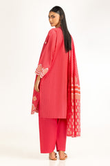 UAE-3Pc Lawn Lacquer Printed With Embroidered Suit IUSTKSD-1040