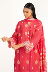 UAE-3Pc Lawn Lacquer Printed With Embroidered Suit IUSTKSD-1040