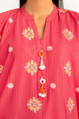 UAE-3Pc Lawn Lacquer Printed With Embroidered Suit IUSTKSD-1040