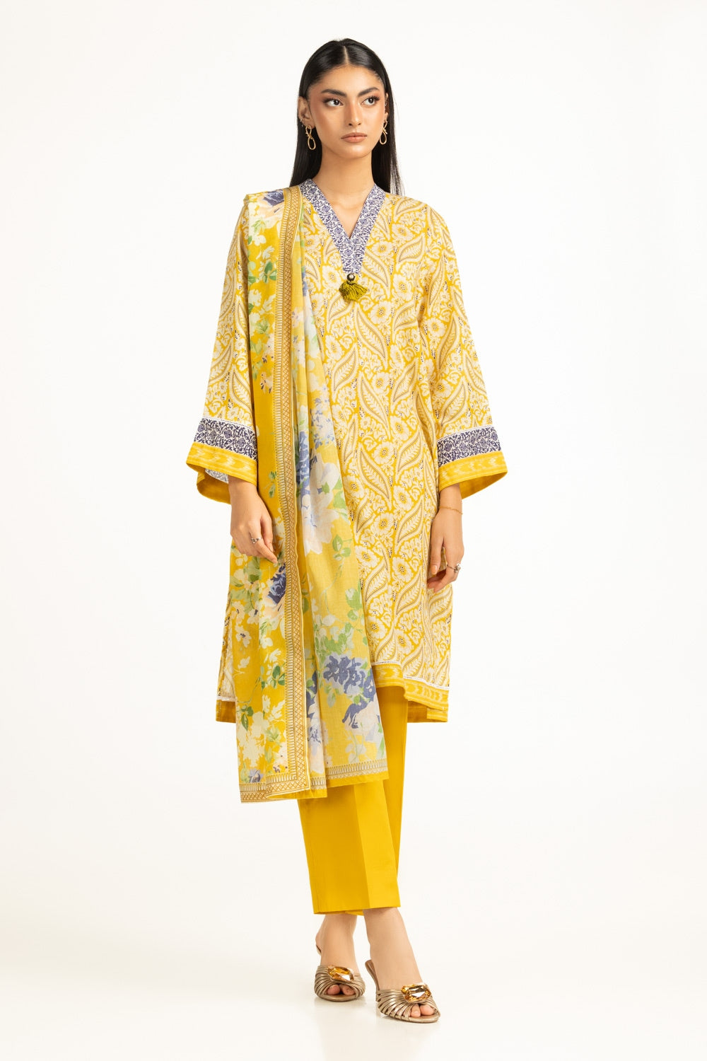 UAE-3Pc Lawn Printed Suit IUSTKSD-1024