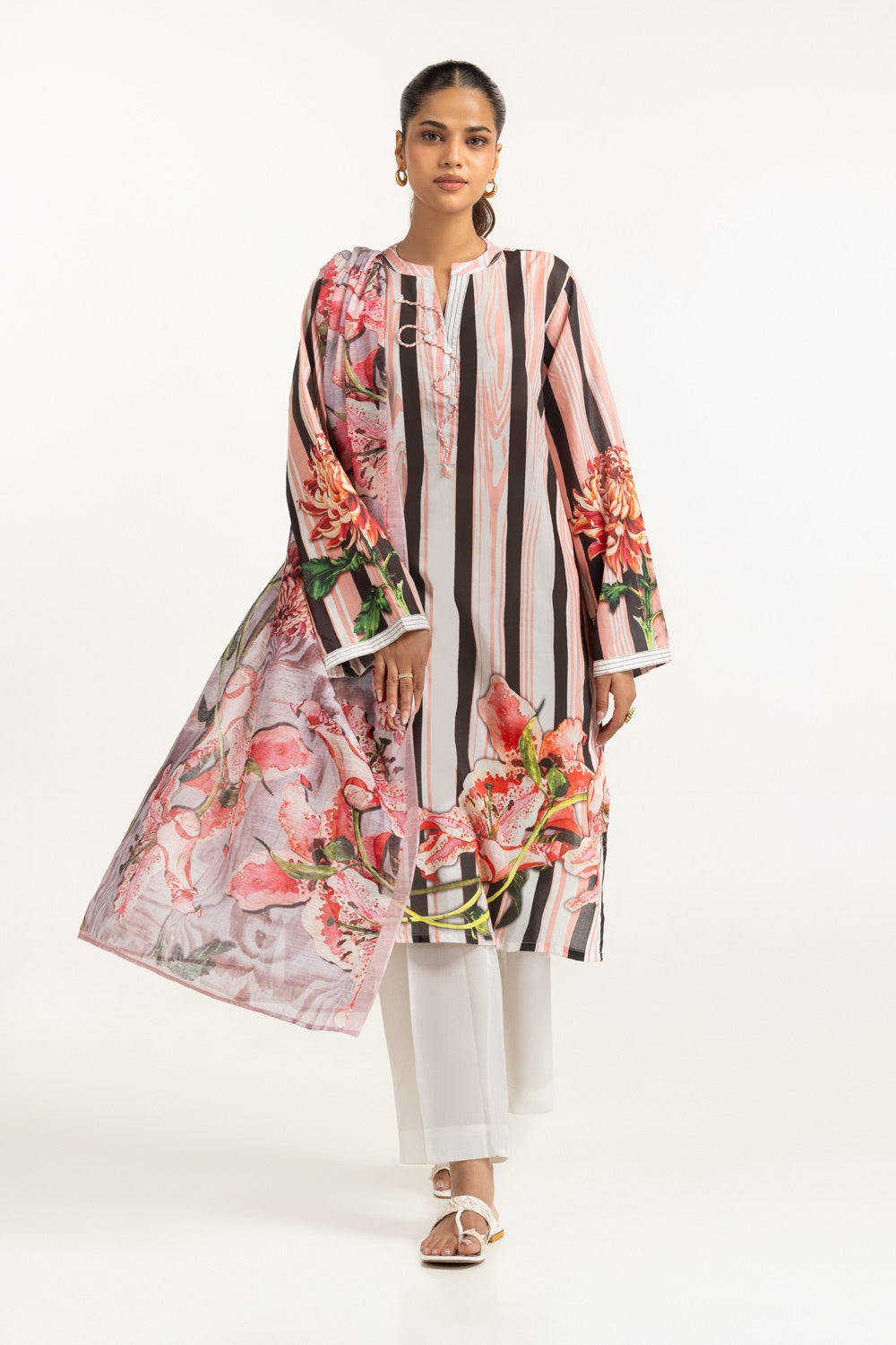 UAE-3PC Lawn Printed Suit IUSTKSD-688