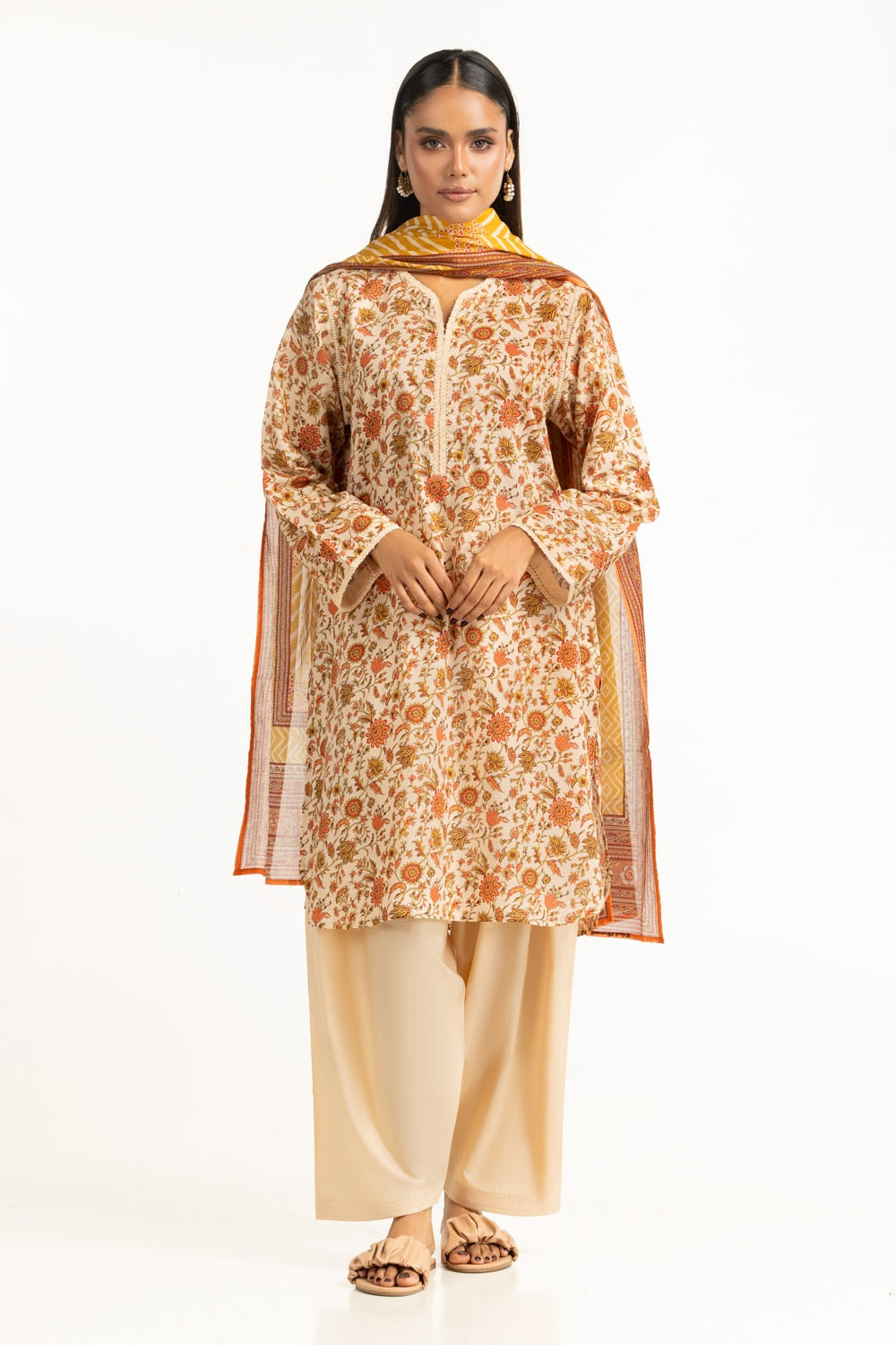 UAE-3PC Lawn Printed Suit IUSTKSD-865