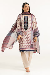 UAE-3PC Lawn Printed Suit With Embroidered IUSTKSD-1070