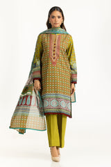 UAE-3PC Lawn Printed Suit With Embroidered IUSTKSD-1090