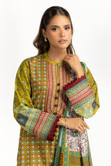 UAE-3PC Lawn Printed Suit With Embroidered IUSTKSD-1090