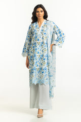 UAE-3PC Lawn Printed Suit with Embroidered IUSTKSD-634