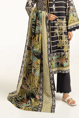 UAE-3PC Lawn Printed Suit With Embroidered IUSTKSD-727
